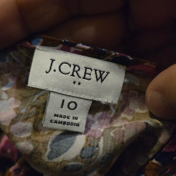 J.Crew Floral Tiered Midi Dress Size 10 Brown Pink Purple V-Neck - Picture 4 of 9